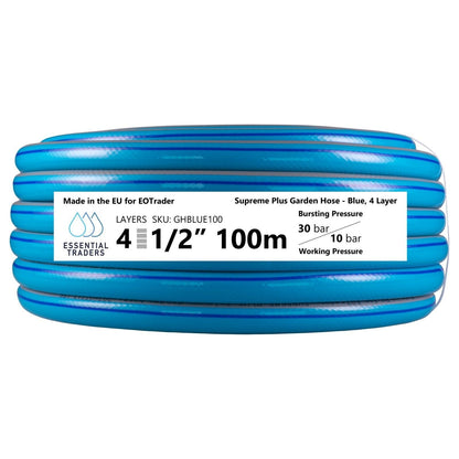 100m Blue Supreme+ 1/2" Reinforced Hose Pipe Connection Kit