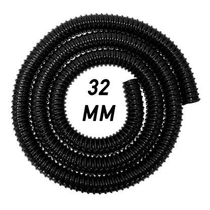 32MM BLACK CORRUGATED FLEXIBLE POND HOSE PUMP GARDEN PIPE TUBE FISH MARINE FLEXI