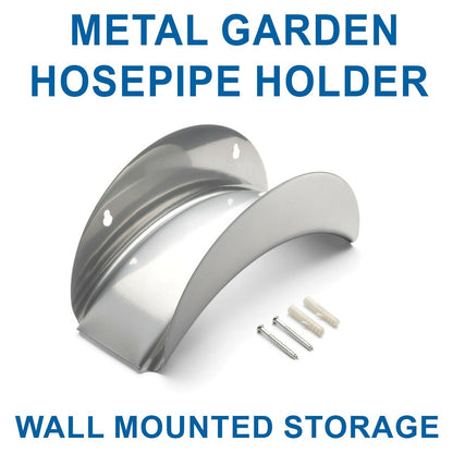 Metal Garden Hose Pipe Holder Hanger Bracket Screw On Wall Mounted Storage