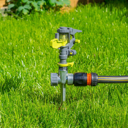 Professional Pulsating Adjustable Lawn Garden Watering Sprinkler, Ground Spike