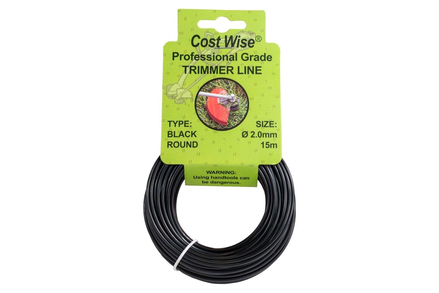 BLACK ROUND Strimmer Line, Strong 15M For Petrol Strimmers, up to 3MM THICK!