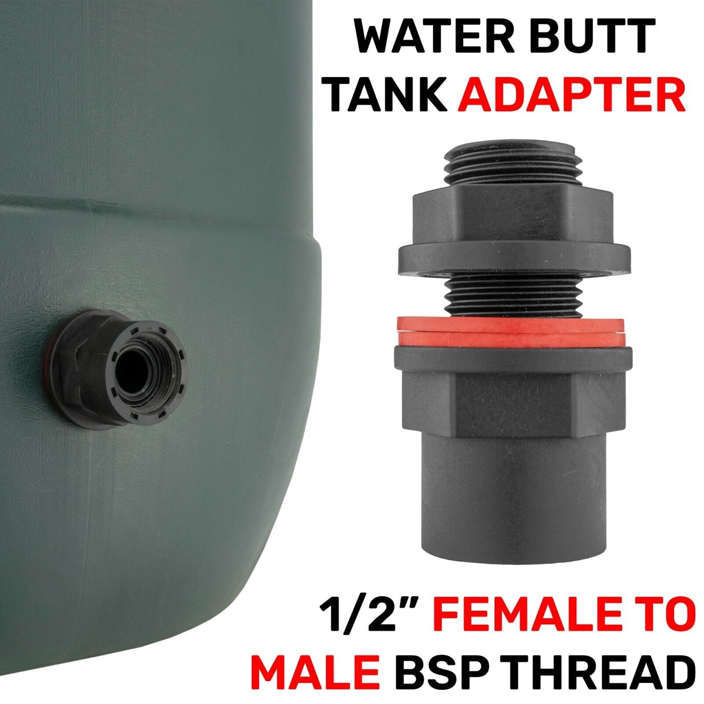 1/2" BSP Garden Water Butt + Nut & Washer Tank Adapter Male to Female BSP Thread