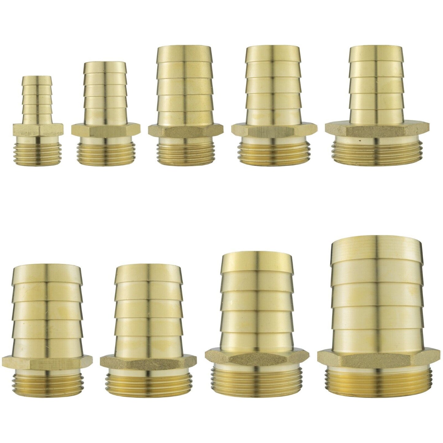 Solid BRASS Hose Tail BSP Threaded Connectors for Air, Water & Fuel Pressure