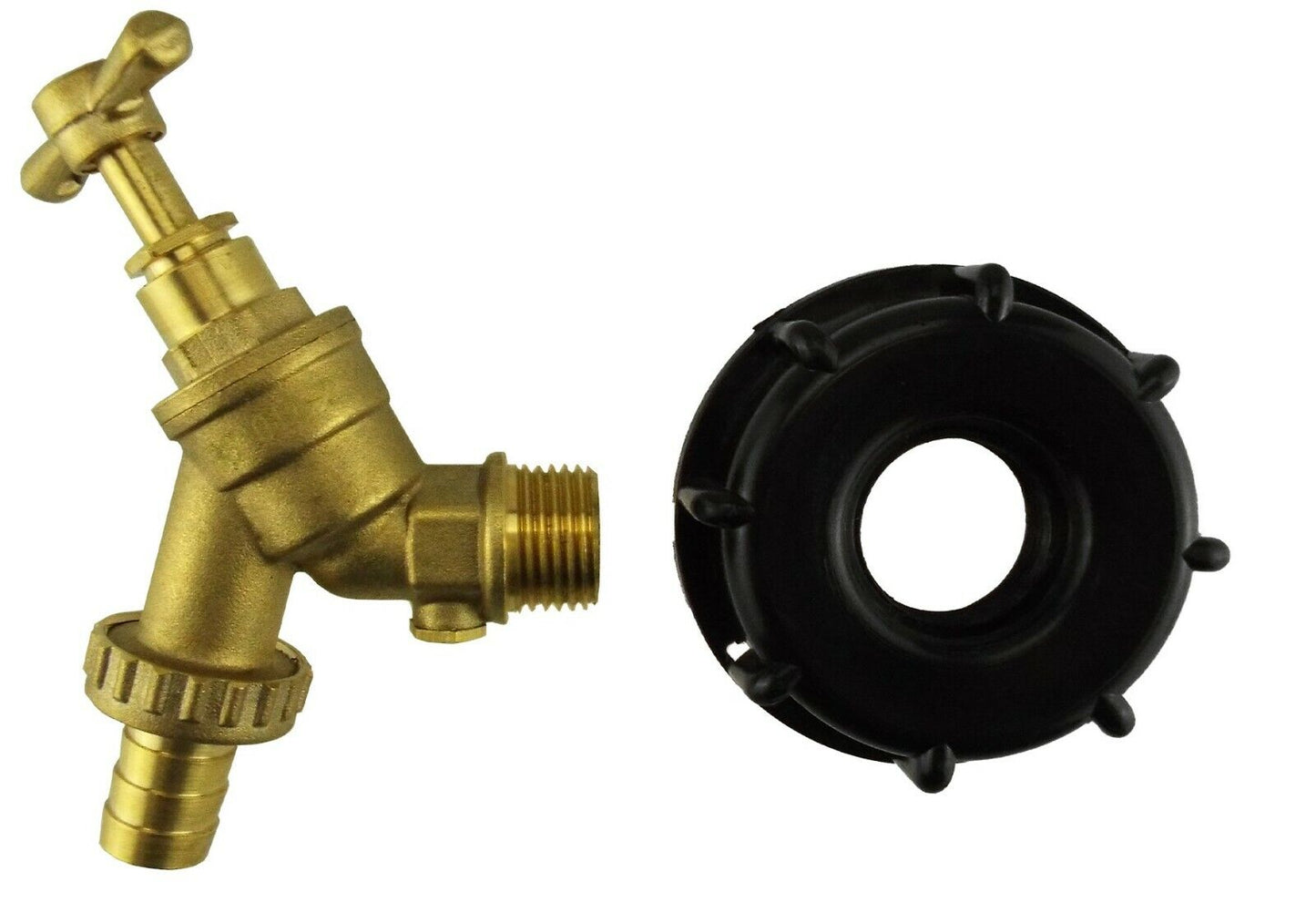 IBC TANK ADAPTER S60X6 60MM COARSE THREAD BRASS GARDEN TAP BARB + 20M HOSEPIPE