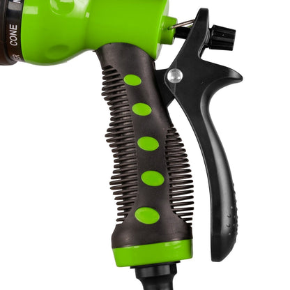 Multi-Pattern Water Sprayer Hose Gun, 8 Spray Options - Green & Black