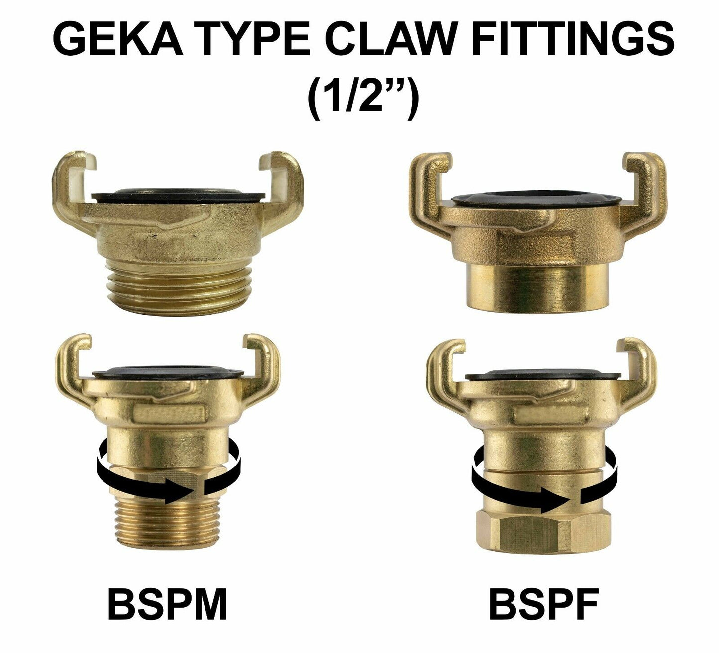 Brass GEKA Type Pro Quick Connect Claw Fitting Hose & Tap 1/2" - 1" BSP Coupling