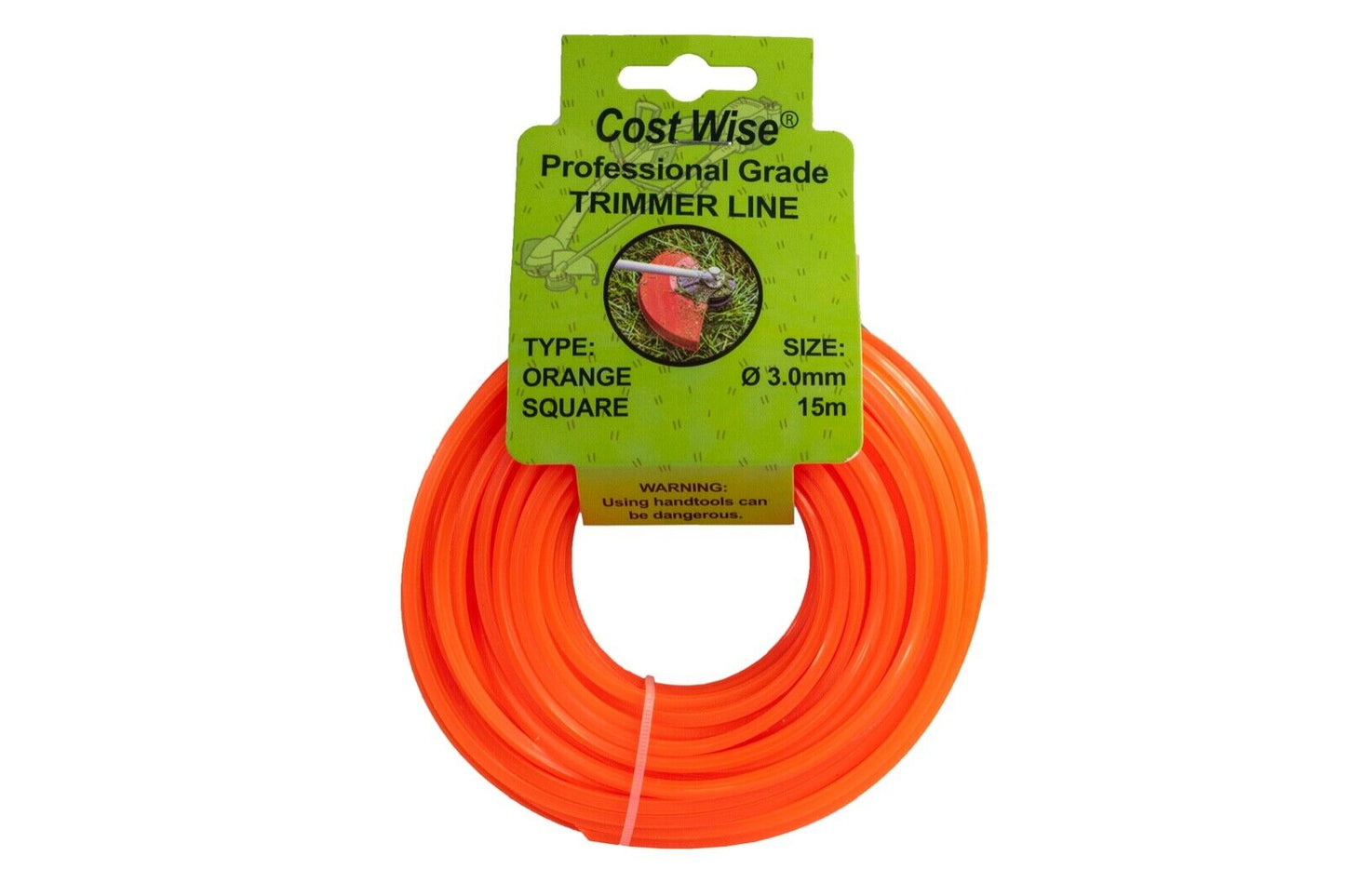 Orange SQUARE Strimmer Line, Strong 15M For Petrol Strimmers, up to 3MM THICK!