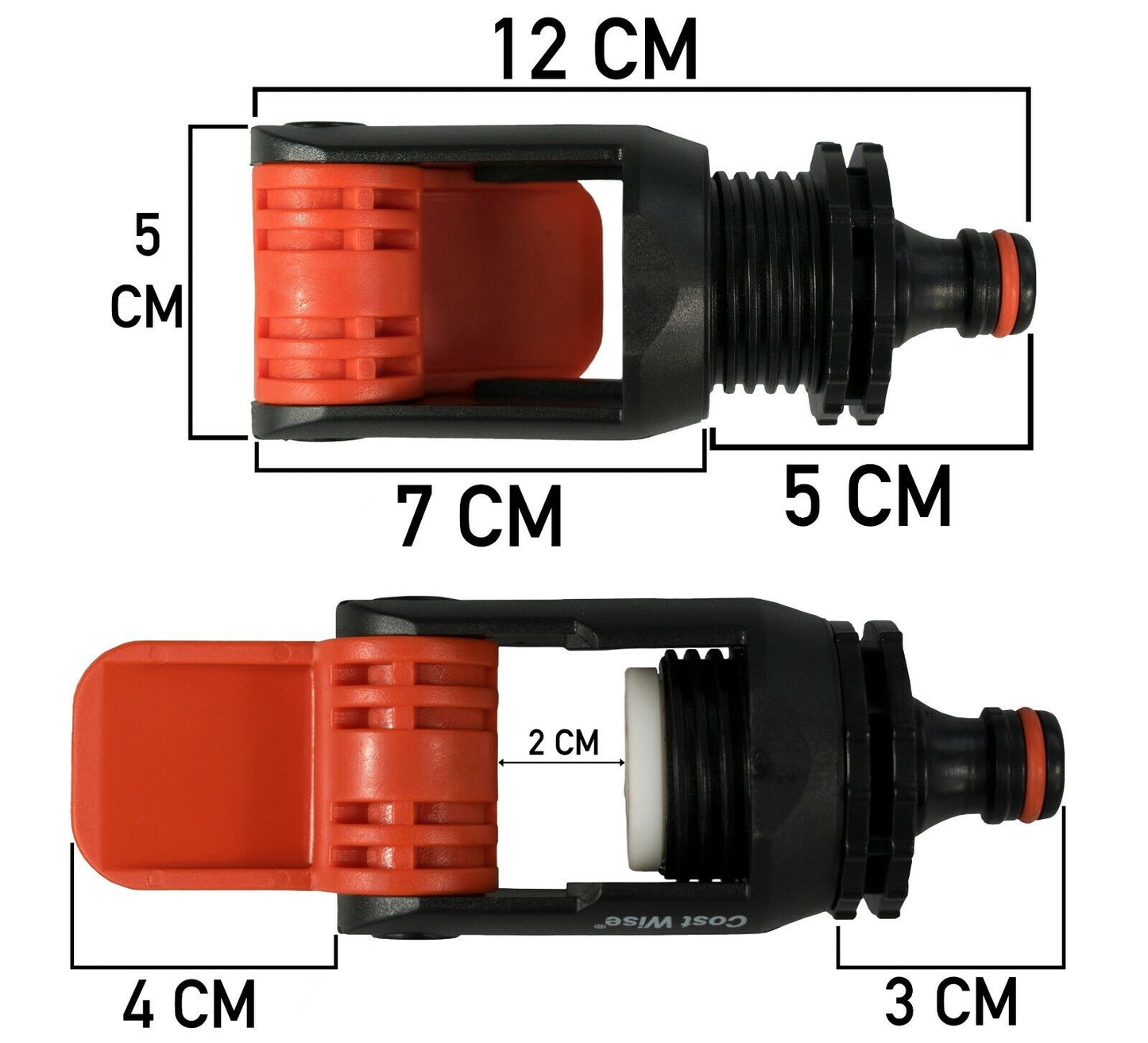 Kitchen Tap Connector to Garden hose Adaptor, Hozelock compatible - ORANGE