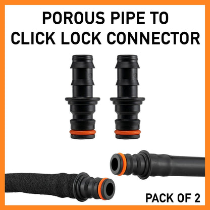 Soaker Hose, Porous Irrigation Pipe to Hose Click-Lock Connector, 2 PACK