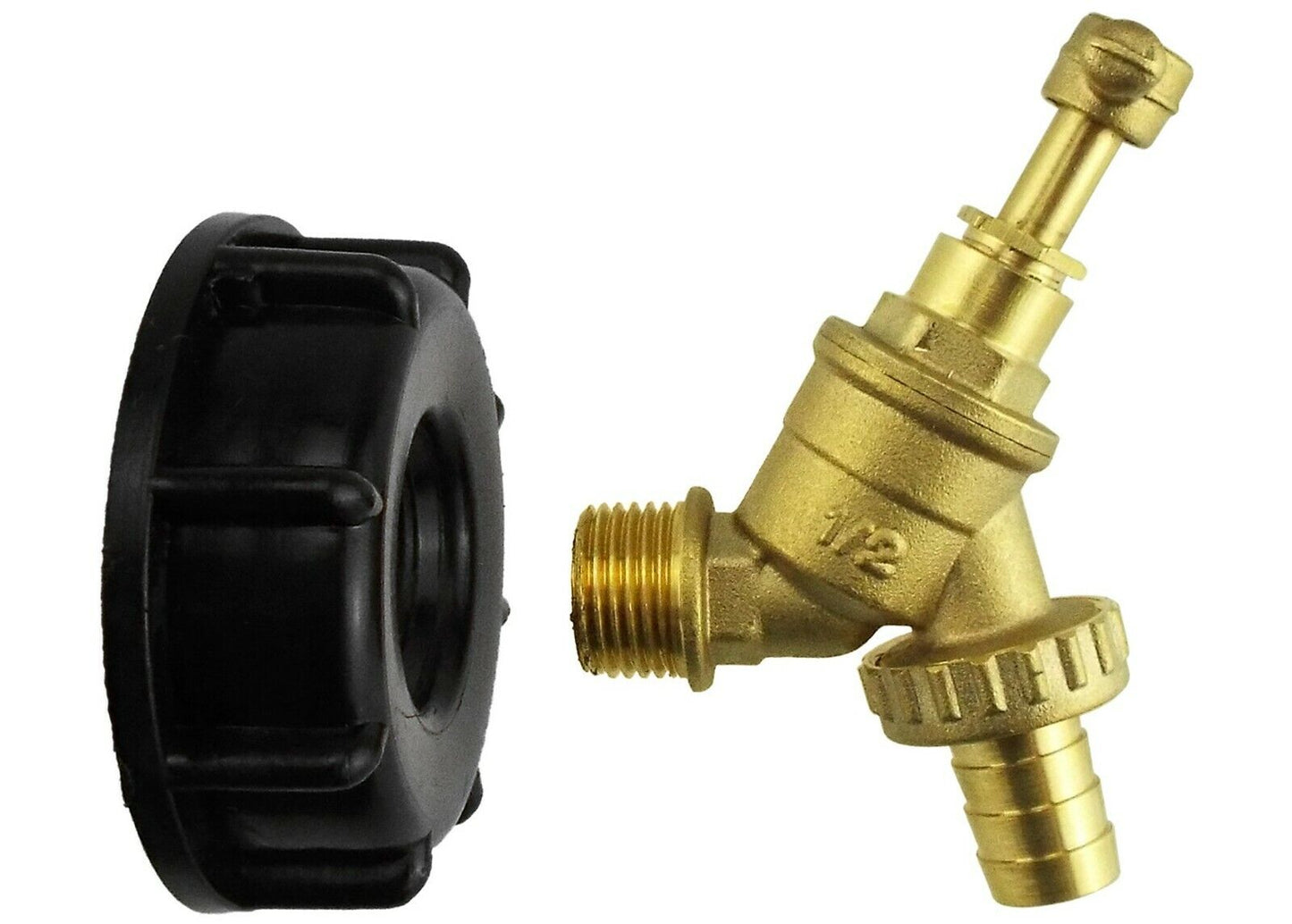 IBC TANK ADAPTER S60X6 60MM COARSE THREAD BRASS GARDEN TAP BARB + 20M HOSEPIPE