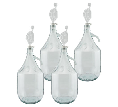 4x THICK Clear Glass 5L Demijohns Sets Wine Making Beer Alcohol HOME BREWING Kit