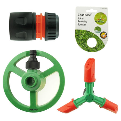 Automatic Lawn Sprinkler Garden Watering Adjustable Spinning 360 & Connector Kit