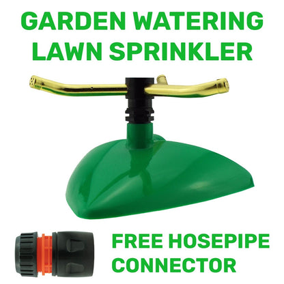 Small Rotating Lawn Sprinkler Green Leaf Style Garden Plant Watering & Connector