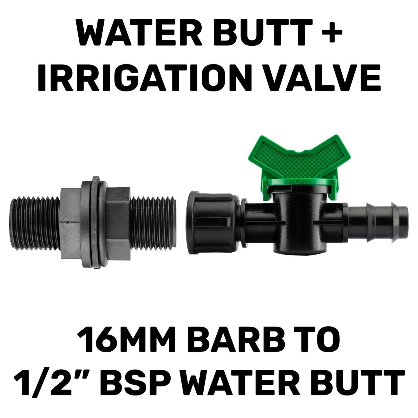 Water Butt Adapter Valve Outlet 1/2" BSP to 13/16mm LDPE 1/2" Porous Connector