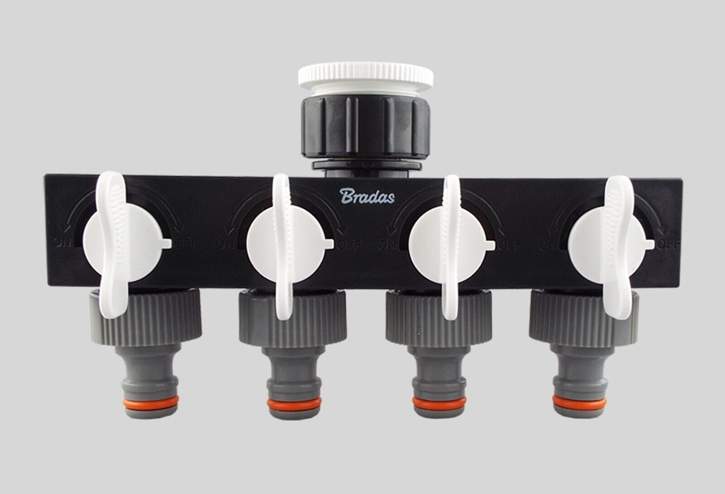 Valved 4 Way Tap Splitter Adapter, Multiple Quick Connect Outlets From One Tap