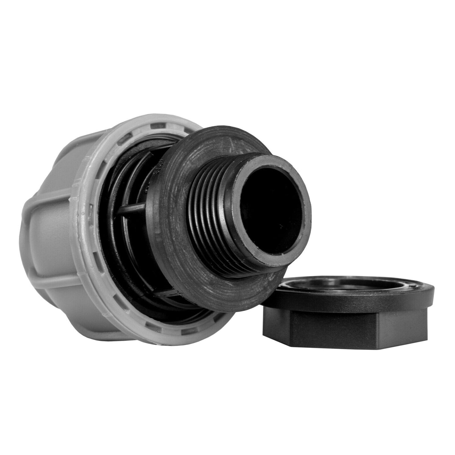 MDPE 20mm / 25mm, Nut & Washer, Water Butt Storage Tank to MDPE Pipe Connector