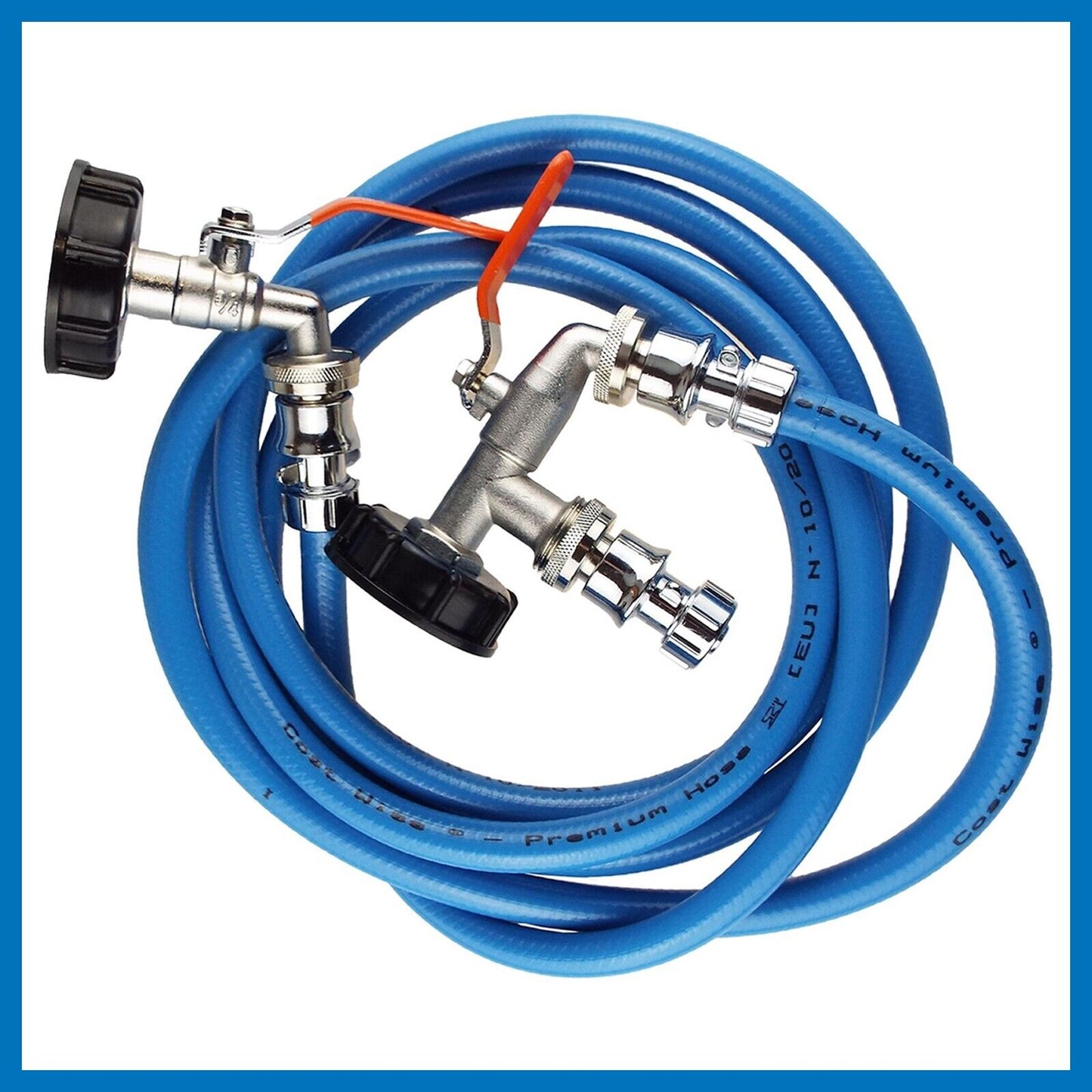 JOIN 2 IBC WATER TANKS, Connection Kit - Chrome Fittings, Water Hose, Lever Taps