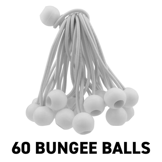 Bungee Balls 6" White Marquee Shock Ties Elastic Toggle Tarp Fastener x60 Pack