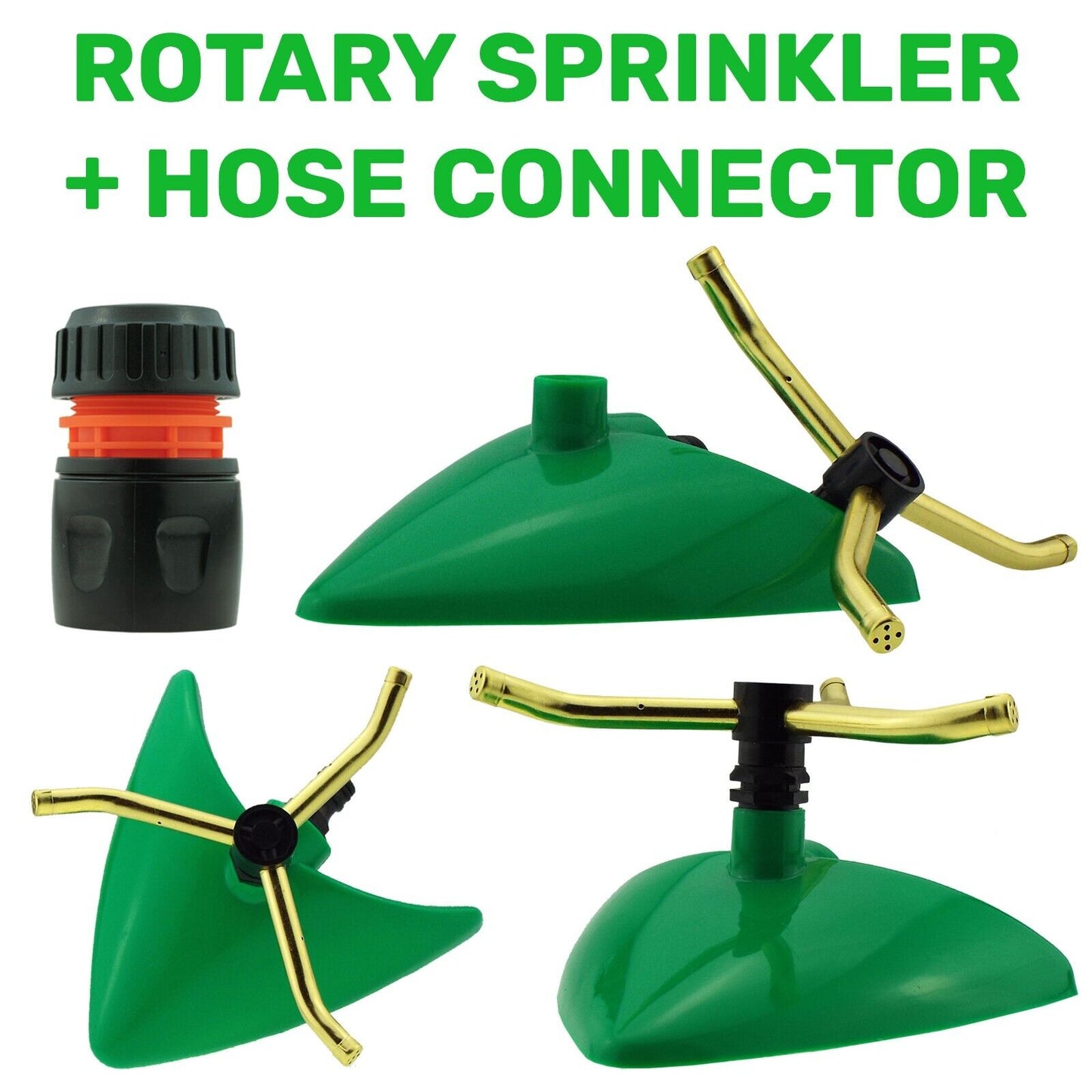 Small Rotating Lawn Sprinkler Green Leaf Style Garden Plant Watering & Connector