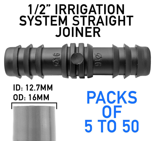 1/2" STRAIGHT JOINER CONNECTOR for Soaker/Leaky/Porous Garden Irrigation Systems