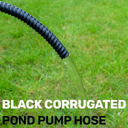 38MM (1.5") BLACK CORRUGATED FLEXIBLE POND HOSE PUMP GARDEN PIPE FISH MARINE