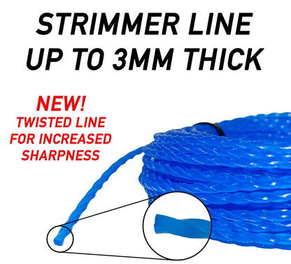 BLUE Twist Strimmer Line, Strong 15M For Petrol Strimmers, up to 3MM THICK!