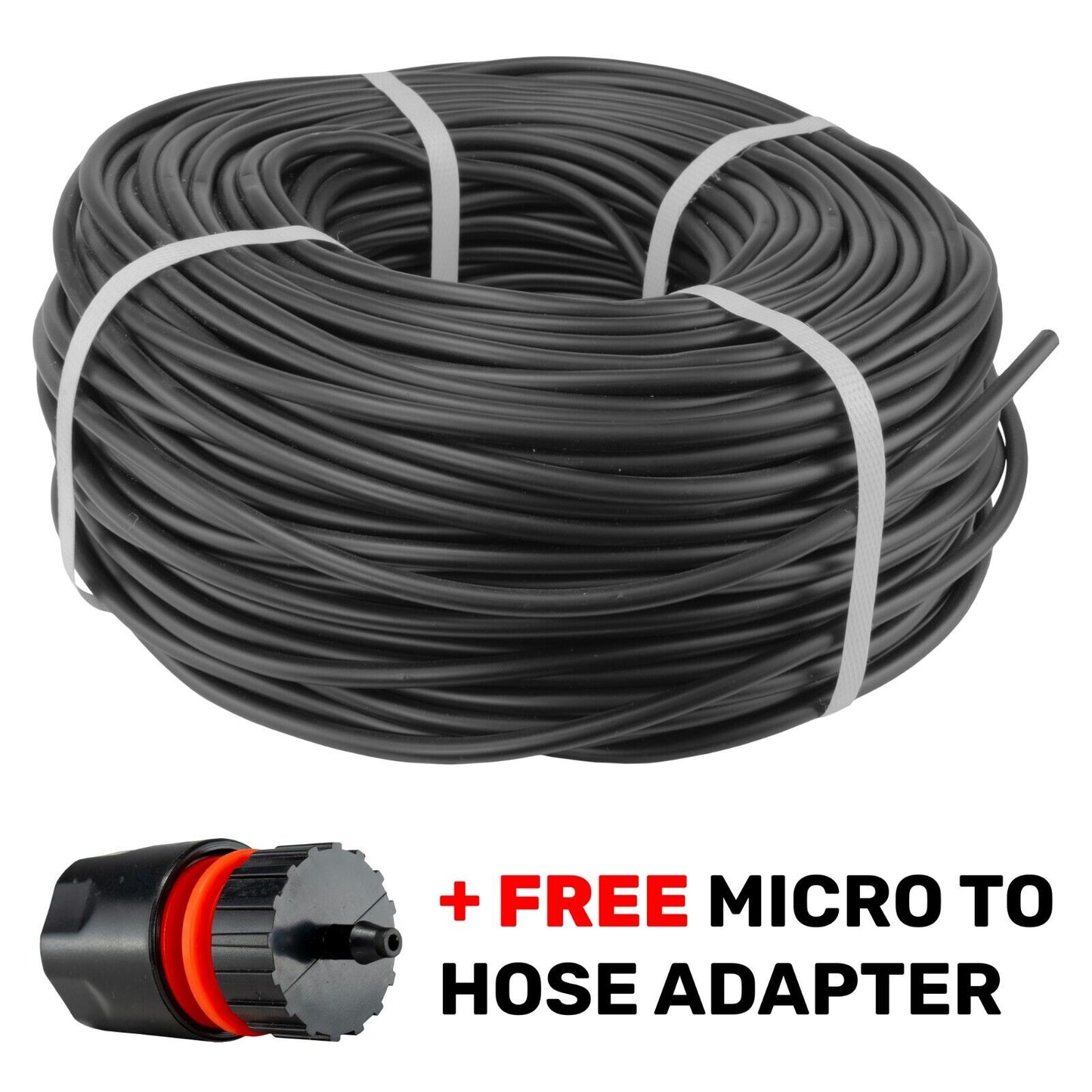 Micro Irrigation Pipe 50m & FREE Connector - Hozelock Compatible, PVC Tube