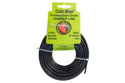 BLACK ROUND Strimmer Line, Strong 15M For Petrol Strimmers, up to 3MM THICK!