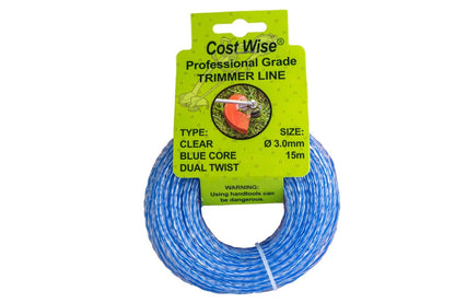 BLUE DUAL CORE TWIST Trimmer Line Strong 15M For Strimmers, up to 3MM THICK!