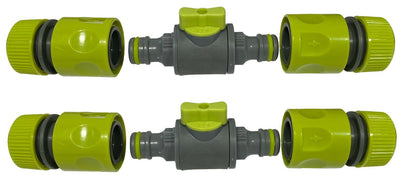 Pack of 2 garden irrigation/watering hose valves, on/off water flow control,