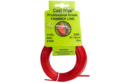 Red STAR Strimmer Line CORD Strong 15M For Petrol Strimmers , up to 3MM THICK!