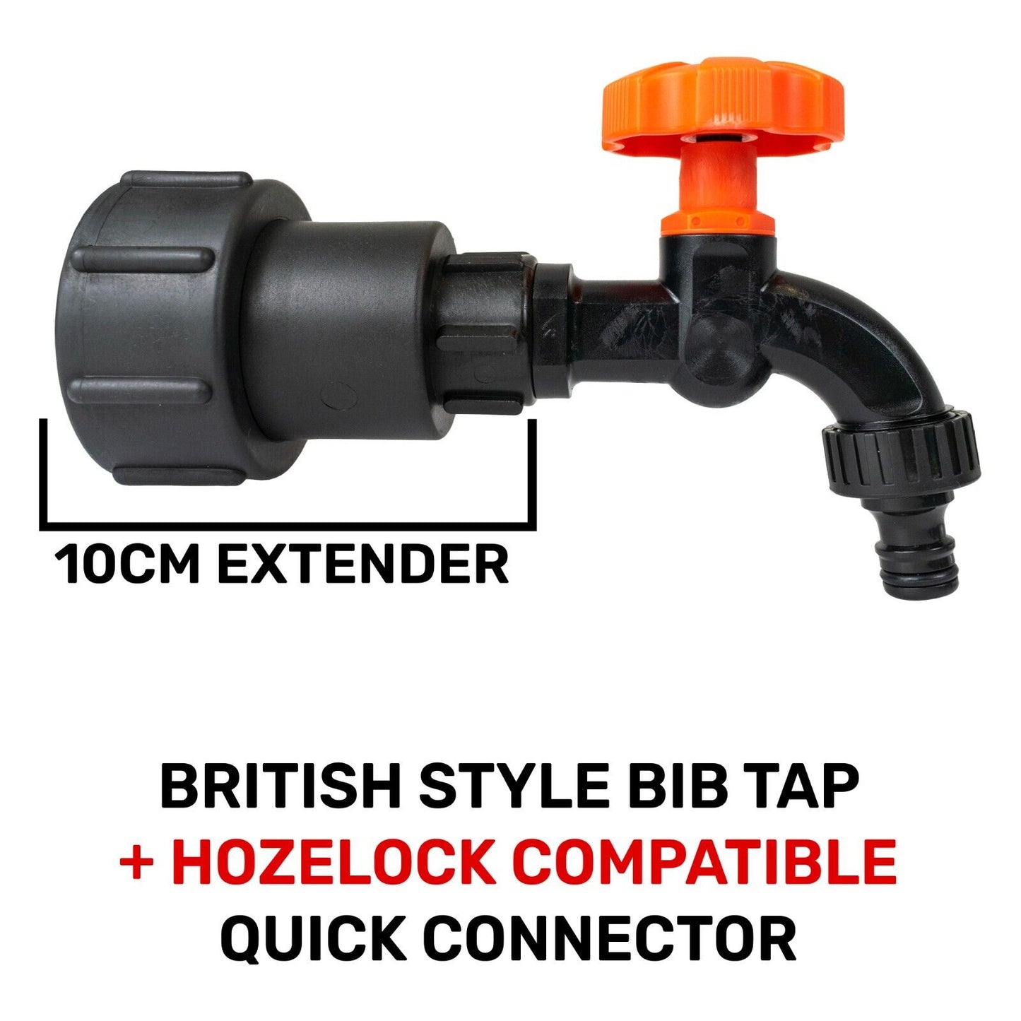 BIB TAP & SNAP ON HOSE OUTLET EXTENDED S60X6 IBC TANK ADAPTER 60MM COARSE THREAD