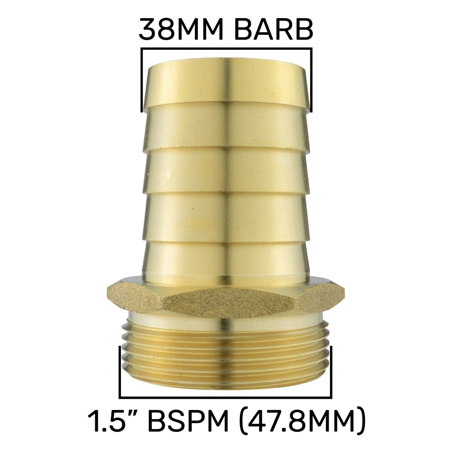 Solid BRASS Hose Tail BSP Threaded Connectors for Air, Water & Fuel Pressure