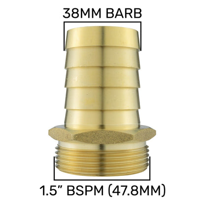 Solid BRASS Hose Tail BSP Threaded Connectors for Air, Water & Fuel Pressure