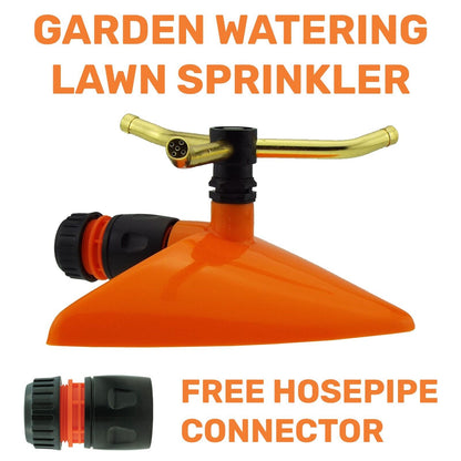 Small Rotating Leaf Sprinkler Orange Garden Lawn Plant Watering & Connector