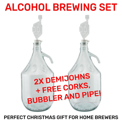 2 THICK Clear Glass 5L Demijohns Sets Wine Making Beer Alcohol HOME BREWING Kit