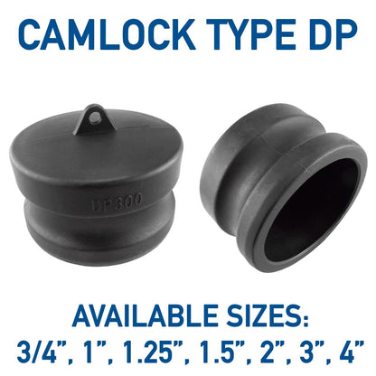 Camlock 3/4" - 4" TYPE DP Groove Coupling Male Cam to Blank Dust Cap IBC Tank