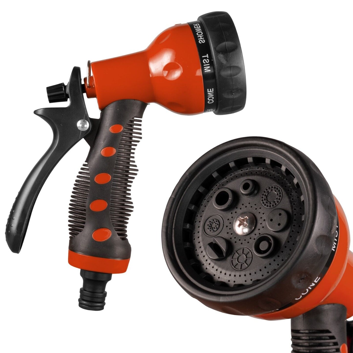 Multi-Pattern Water Sprayer Hose Gun, 8 Spray Options - Orange & Black