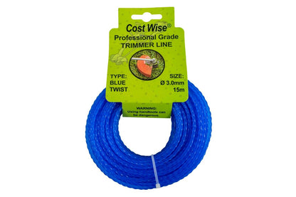 BLUE Twist Strimmer Line, Strong 15M For Petrol Strimmers, up to 3MM THICK!