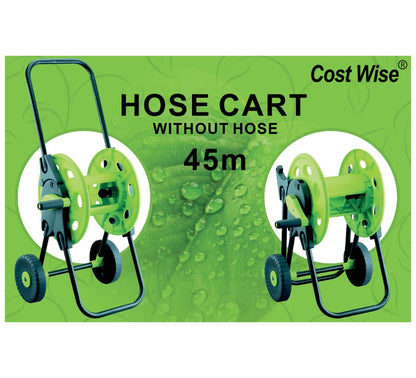 45m Lime Hose Cart, Free Standing Foldable Garden Reel