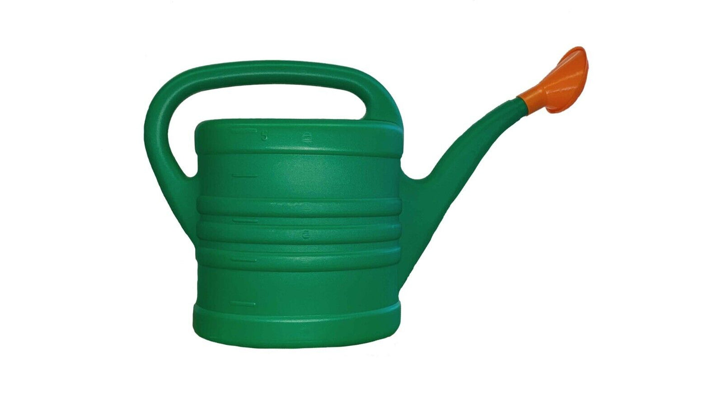 5L Green Plastic Garden Watering Can Bucket With Rose Open Sprinkler Long Spout