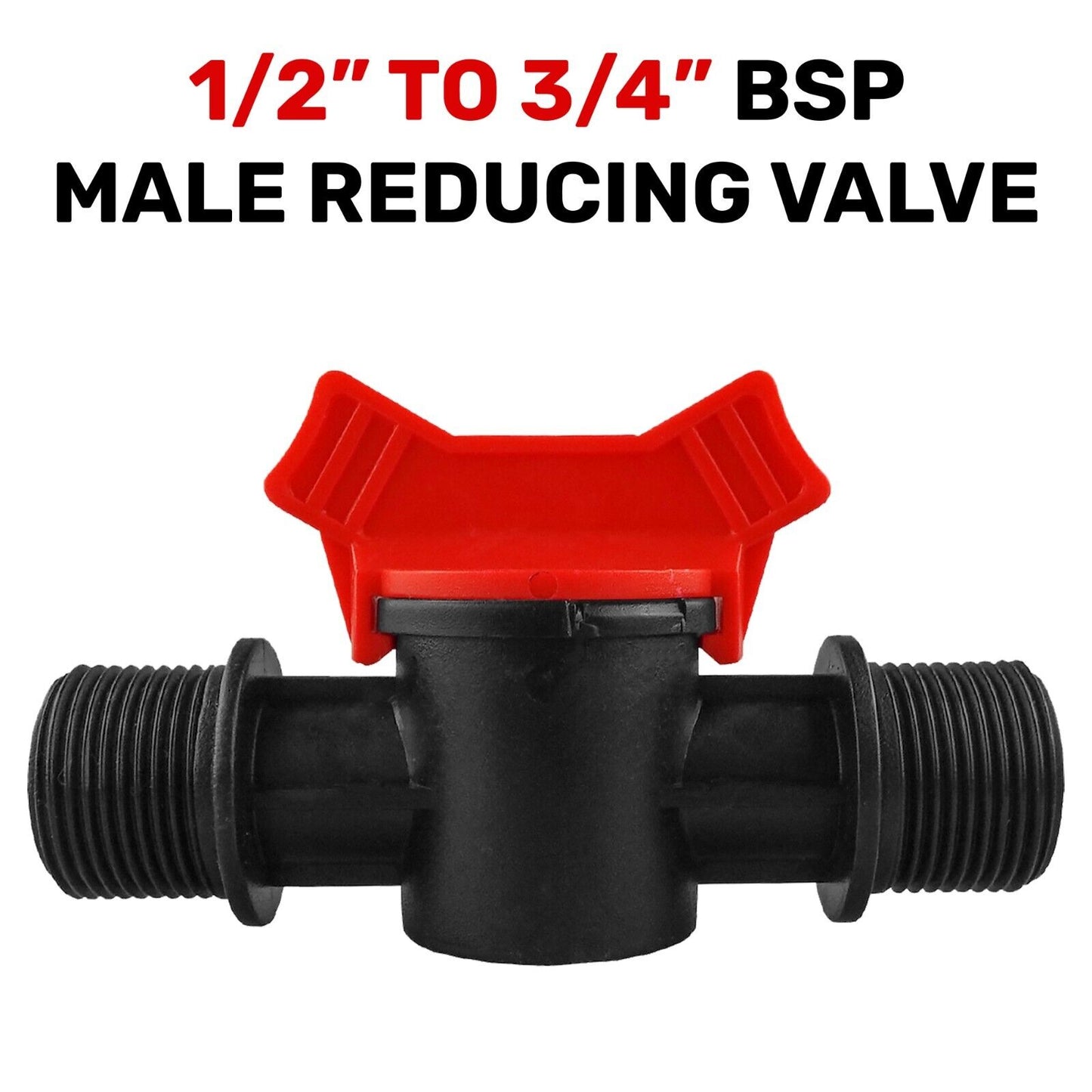 Pipe Valve 3/4" Male to 1/2" Male BSP Threaded Reducing In Line Water Irrigation