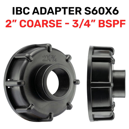 IBC Tank Adapter 2" S60X6 to 3/4" BSP Female Blank Cap Outlet Tap Connector UK