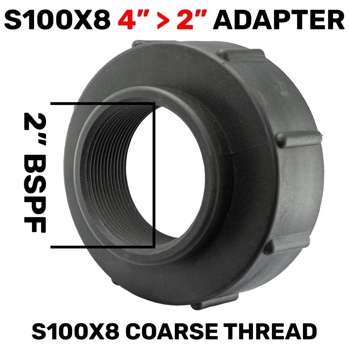 IBC TANK Adapter S100X8  Coarse 4" to 2" BSPF Thread Outlet Water TANK Reducer