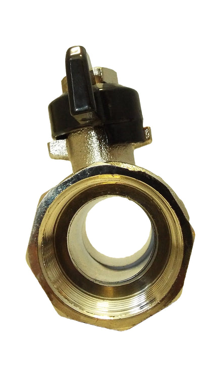 Male to Female Nickel Plated Brass Butterfly Valve, 1/2"