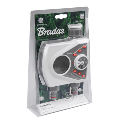 Double Outlet Electronic Control Water Timer, White Line