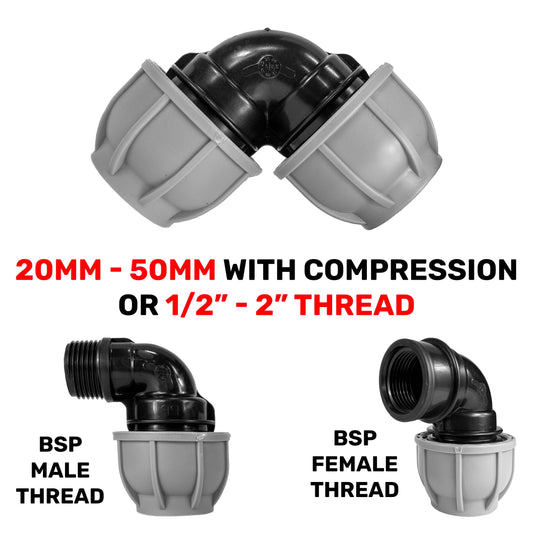 MDPE Pipe Elbow Compression Fittings